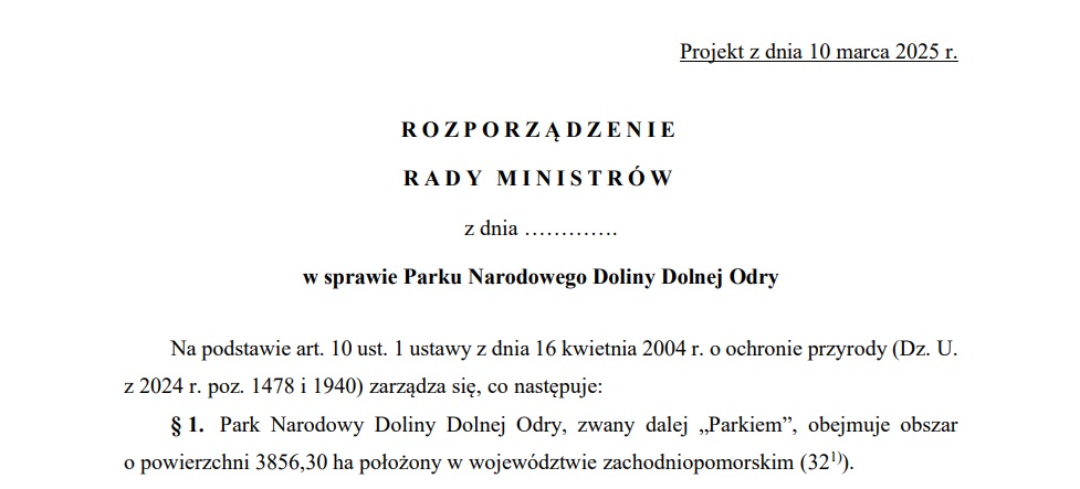 Park Narodowy DDO coraz bliżej. Gmina Kołbaskowo otrzymała projekt rozporządzenia.