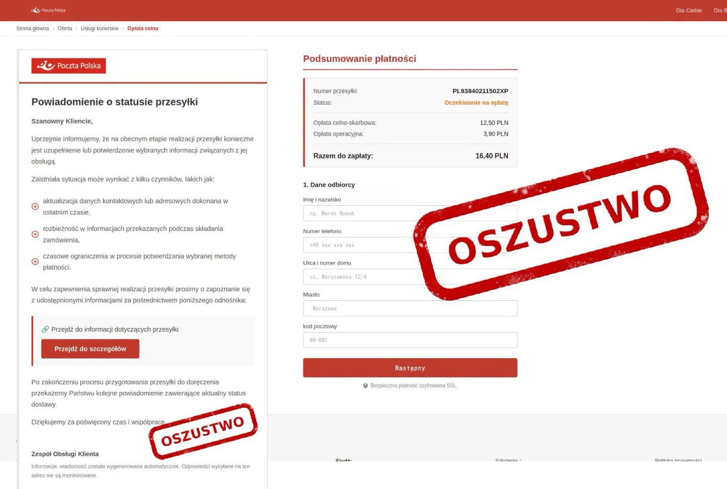 Uważajmy na fałszywe wiadomości o niedostarczonej paczce. CERT Polska ostrzega przed kolejną falą oszustw