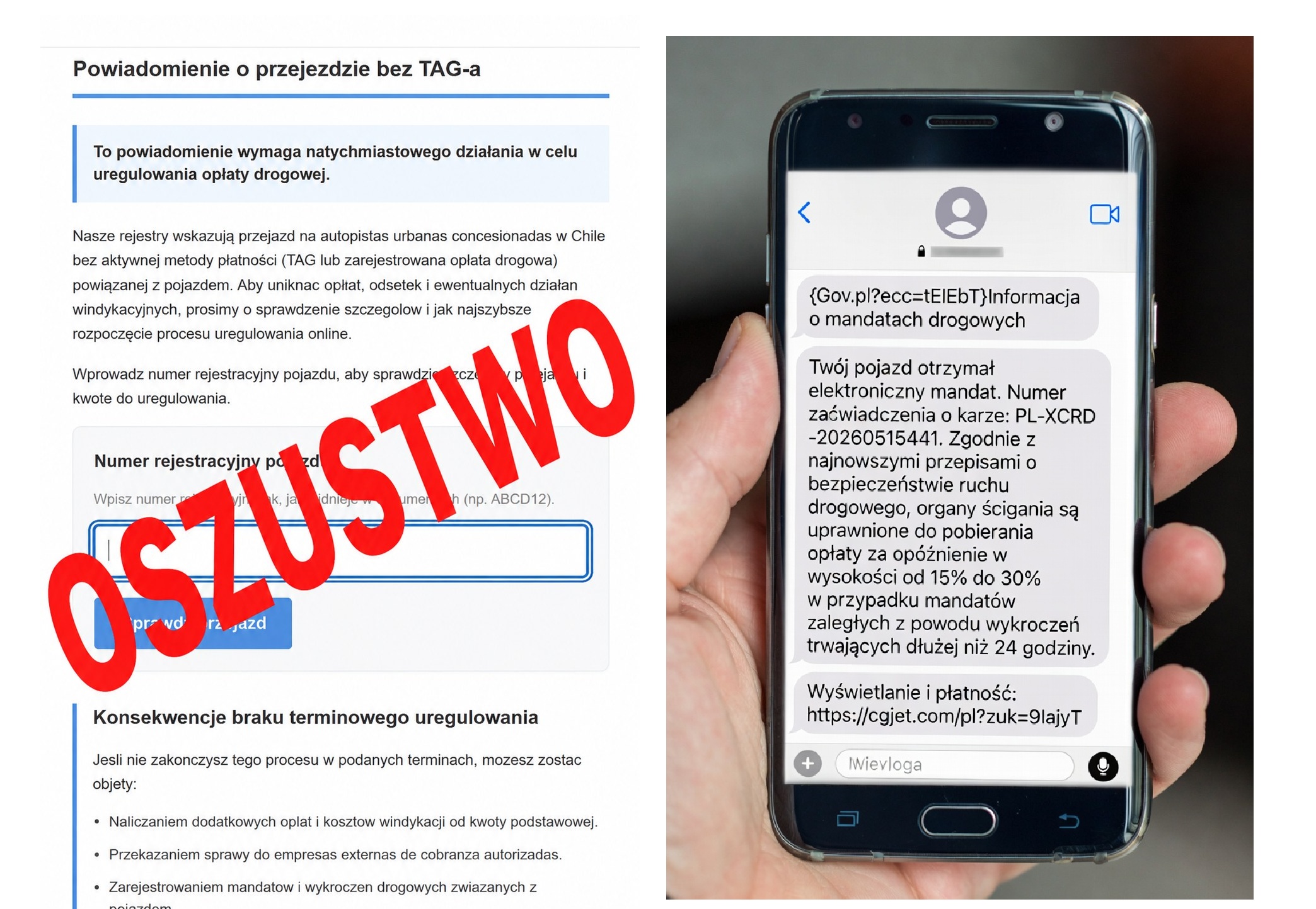 „Twój pojazd otrzymał elektroniczny mandat”. Nie klikaj w ten link!